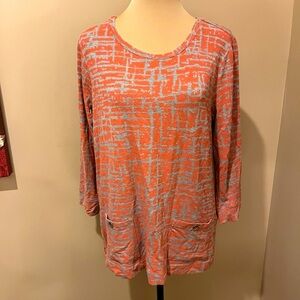 Ali Miles Peach & Grey Tunic, size M